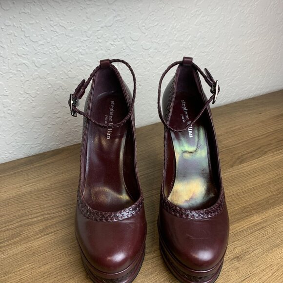 Stephane Kelian Red Platform Pumps Heels Ankle Straps - Picture 3 of 10